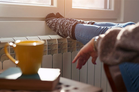 Lady with socks near window