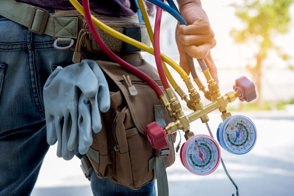 hvac tech with tools